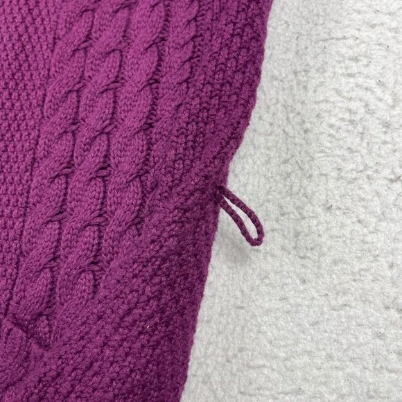 Talbots Sweater Womens Medium Purple Cable Knit Shawl Collar Cardigan Vintage - Picture 8 of 10